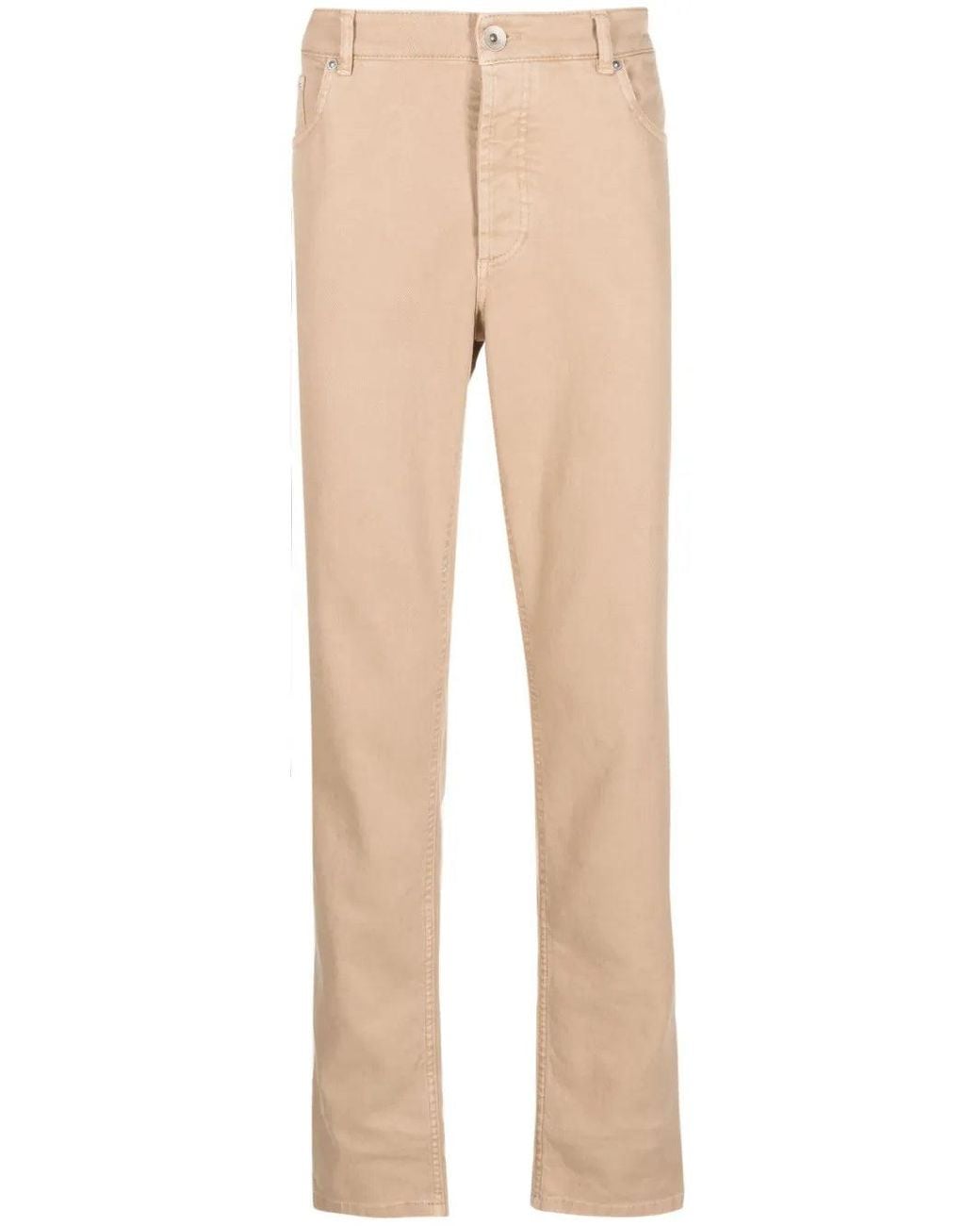 Brunello Cucinelli Natural Straight Leg Trousers for men