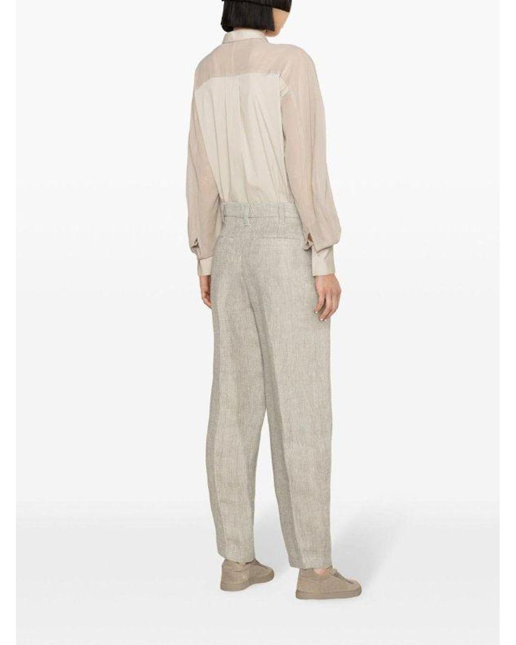 Brunello Cucinelli White Light Linen Trousers