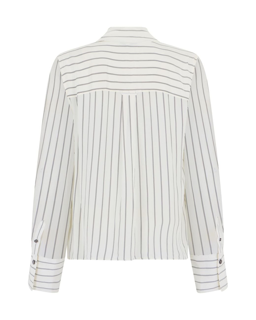 Veronica Beard White Shirt Long-Sleeve Striped Dove- Viscose