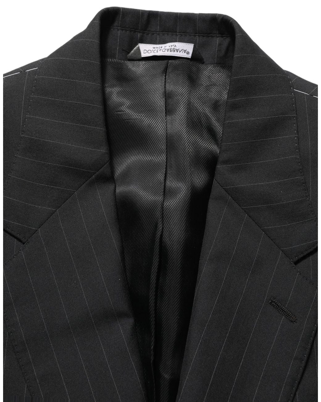 Dolce & Gabbana Black Stripes Wool Single Breasted Blazer Silk Virgin Clothing for men