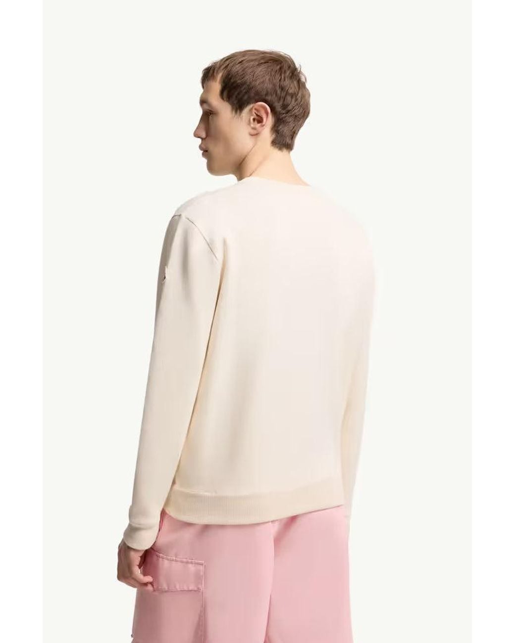 Moncler Natural Moncler Logo-Appliqué Crewneck Sweatshirt — Cream