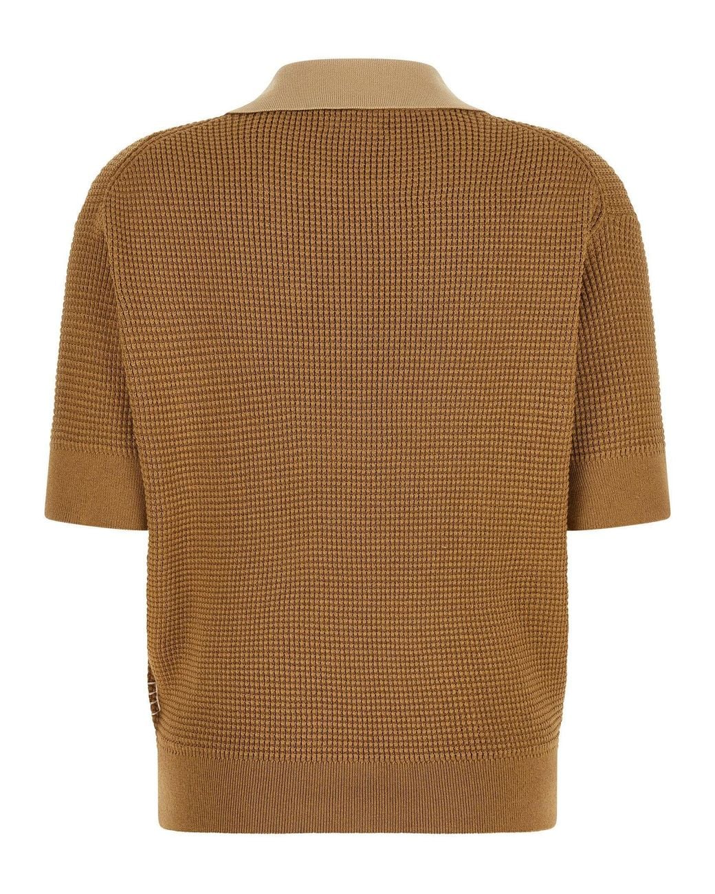 J.W. Anderson Brown Waffle Stitch Cotton-Cashmere Polo Shirt