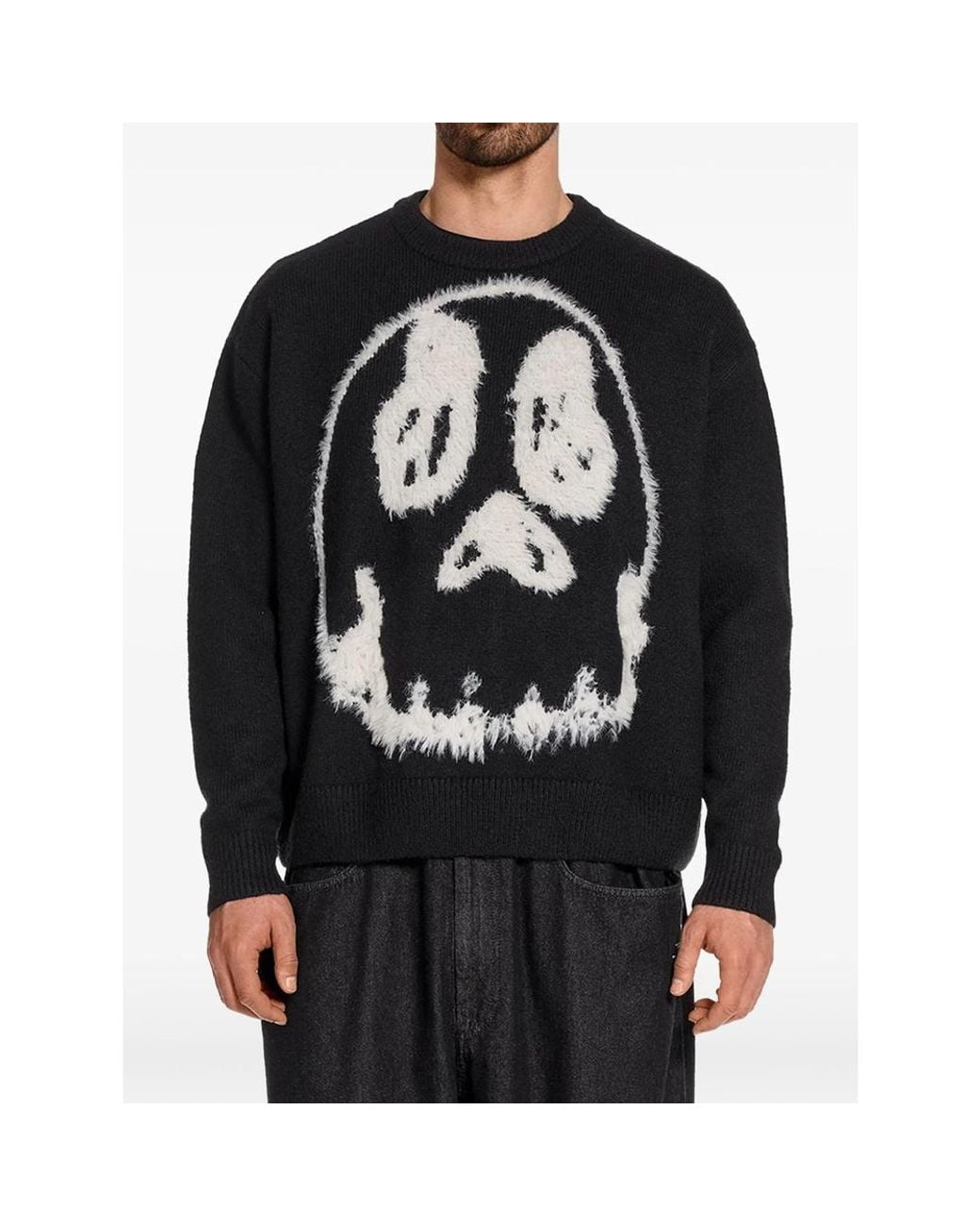 Adidas Black Knitted Sweater With Graphic Detail Viscose for men