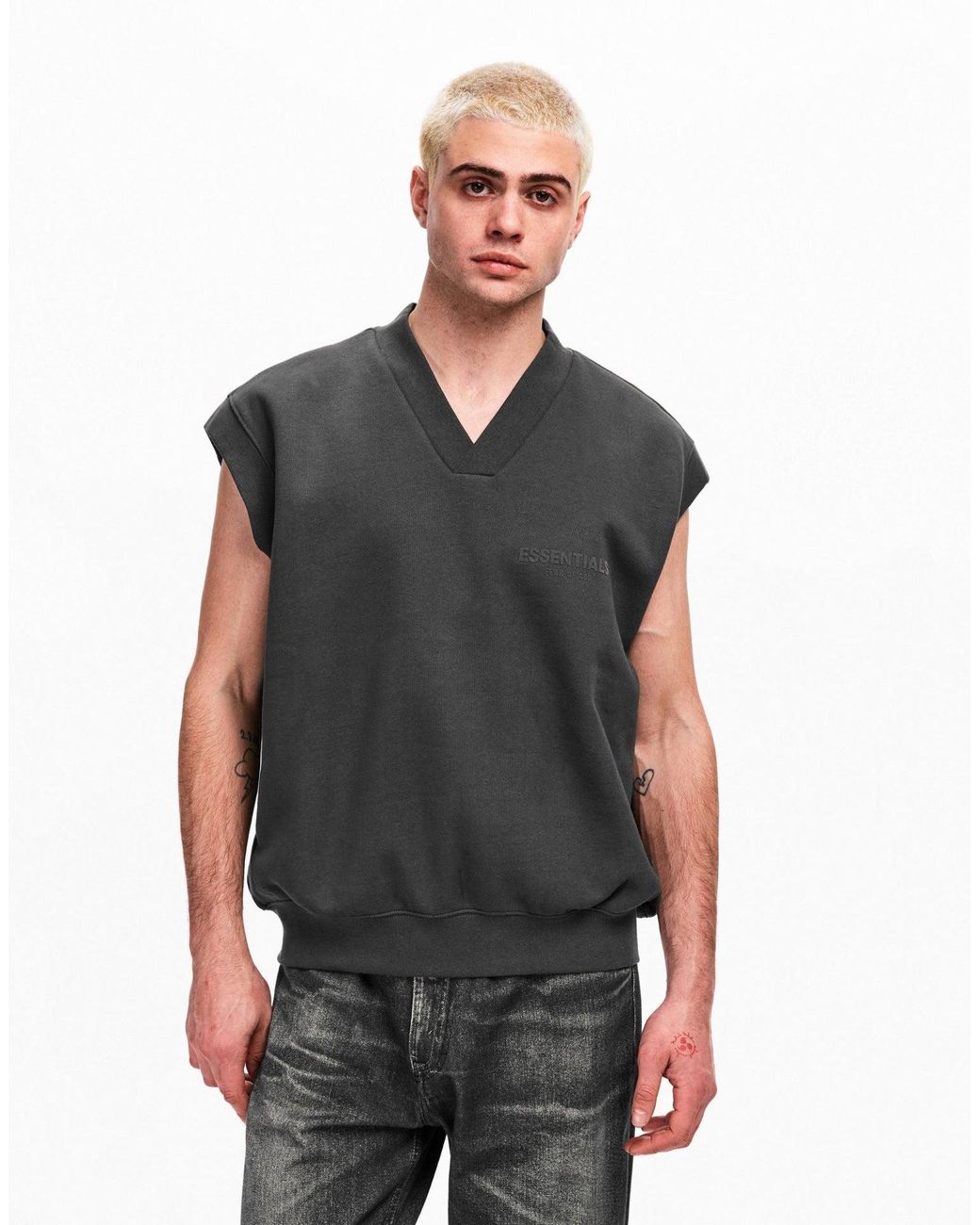 Fear Of God Black Fear Of God V Neck Sleeveless Vest for men