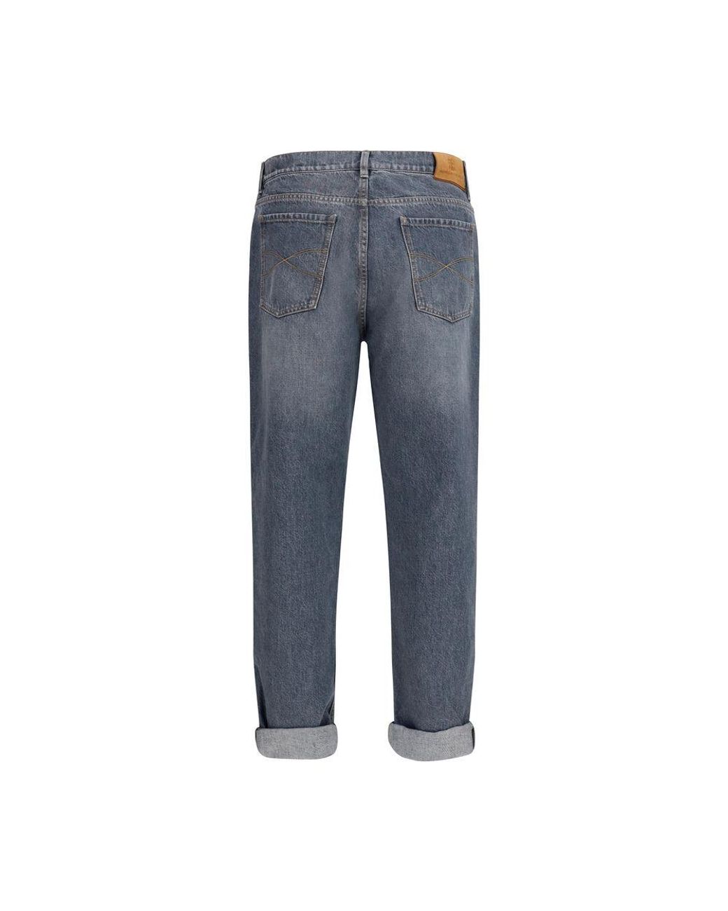 Brunello Cucinelli Blue Gray Cotton Straight for men