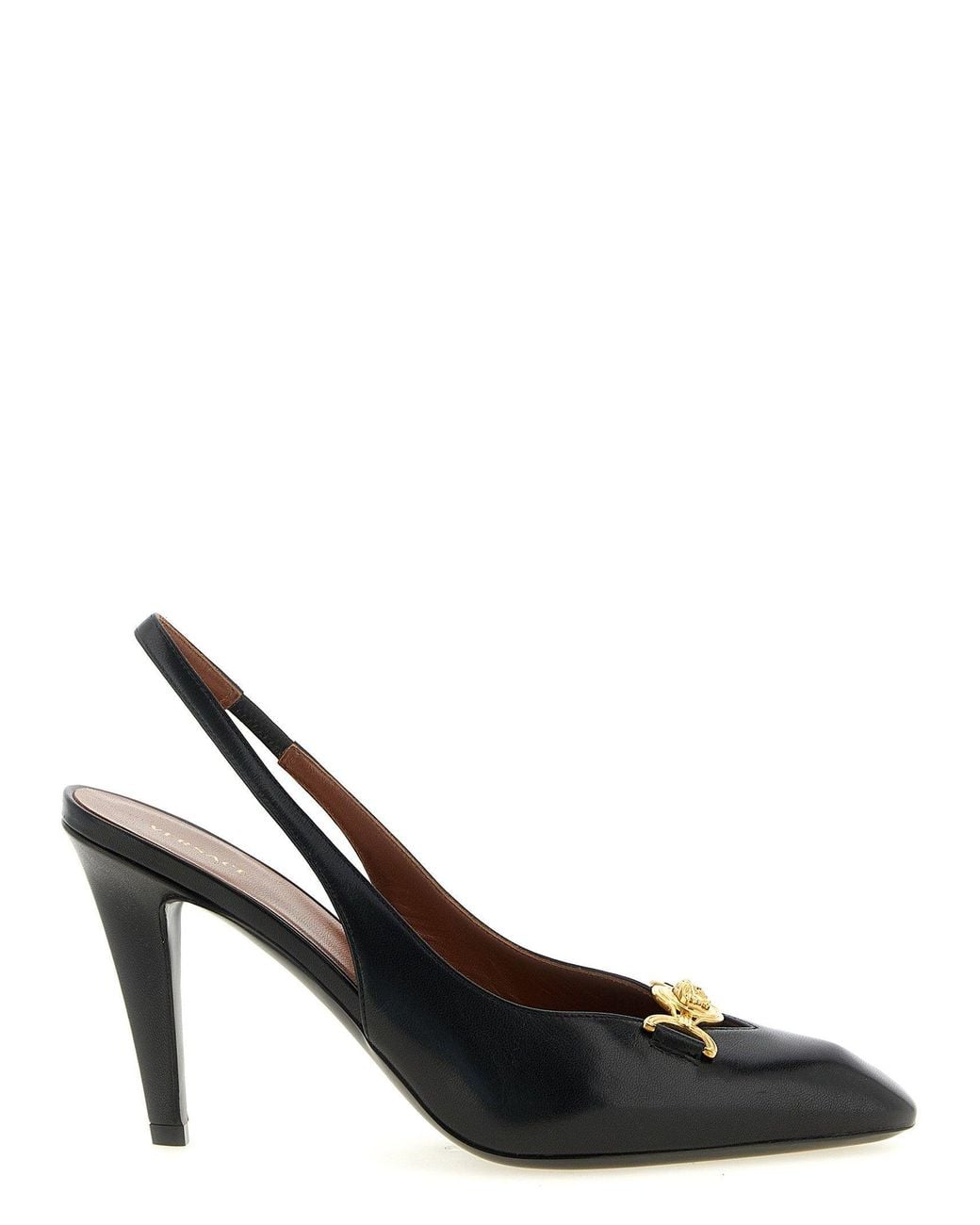 Versace Black Lambskin Leather Slingback
