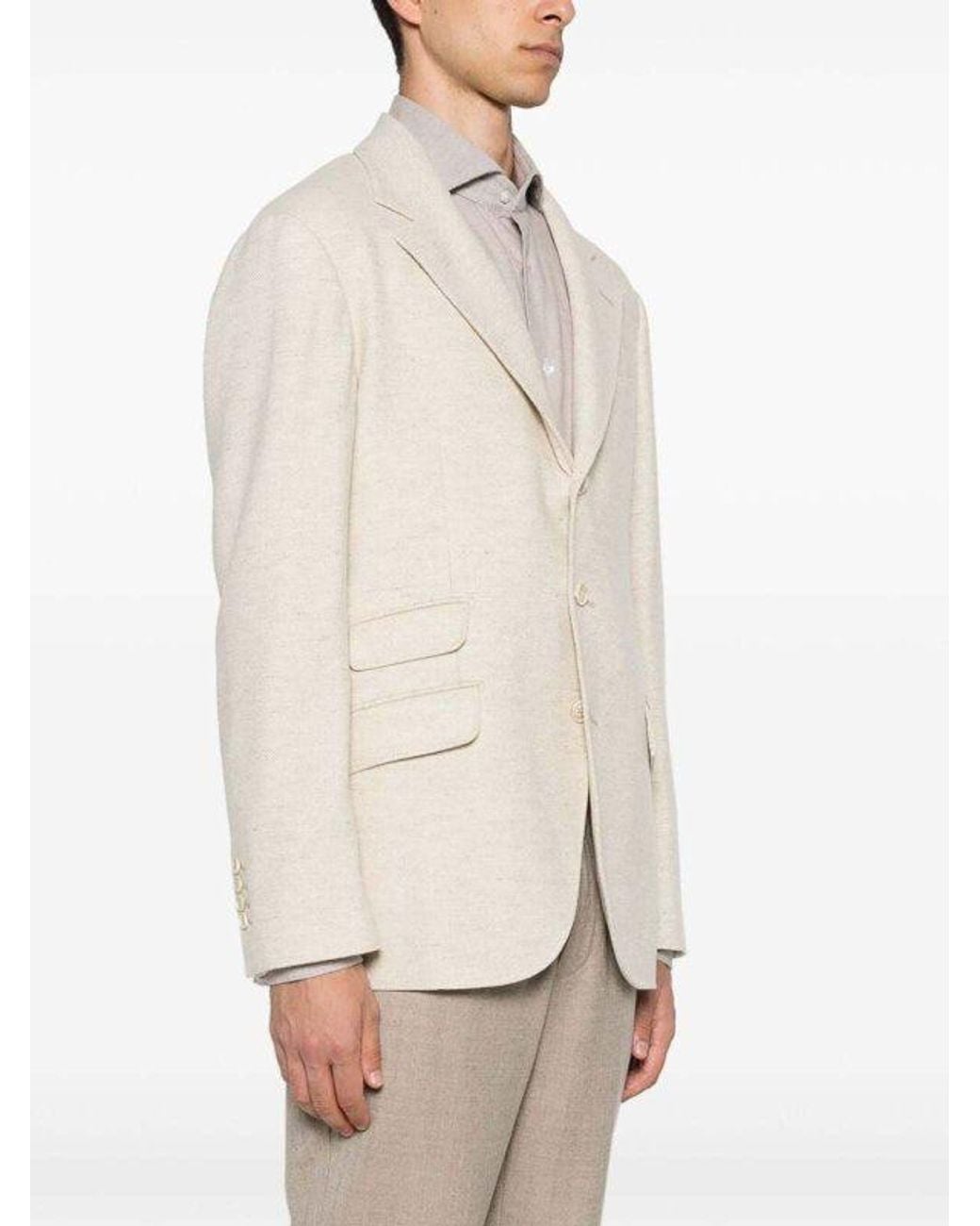 Brunello Cucinelli Natural Light Wool Blazer Clothing for men