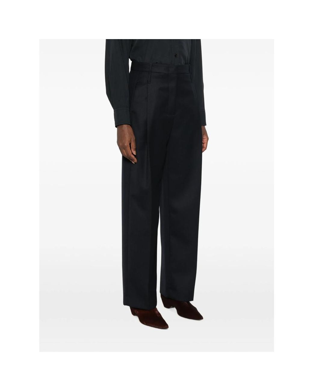 Tela Black Pleated Wide-Leg Trousers