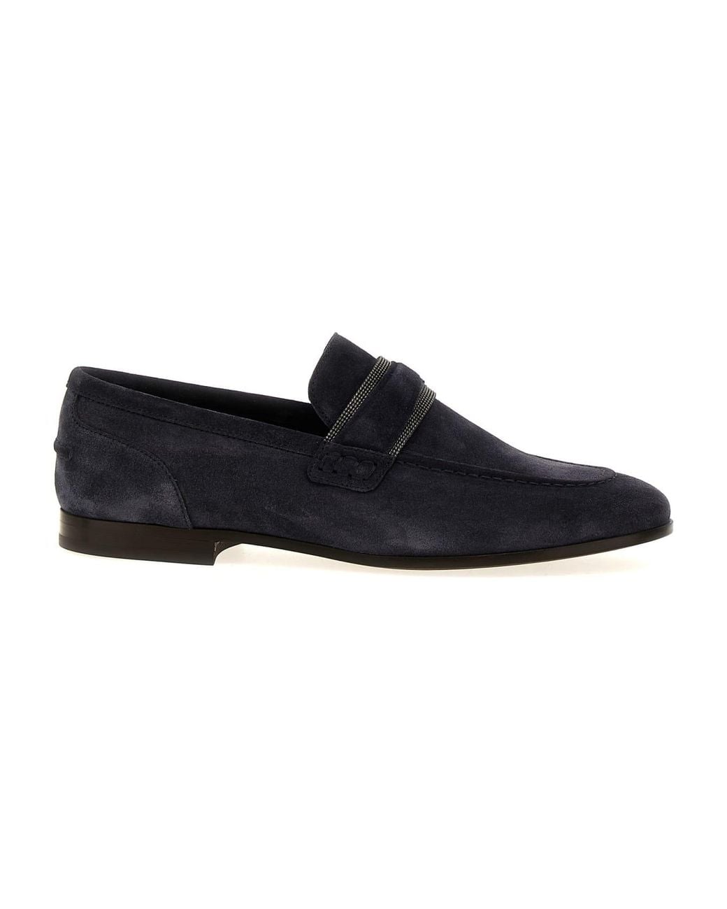 Brunello Cucinelli Black Night Sky Suede Loafer Shoes