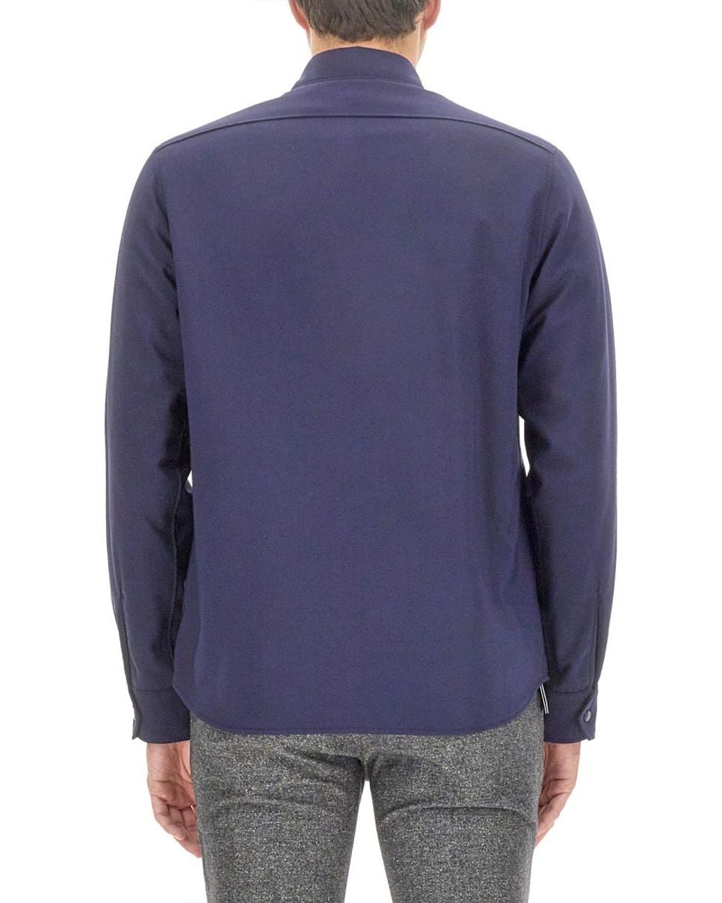 Aspesi Blue Double Shirt Wool for men