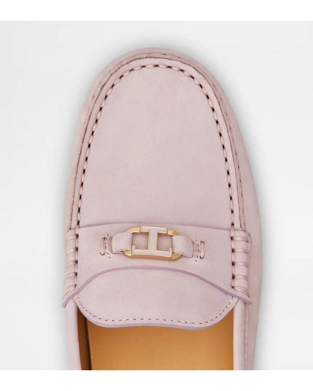 Tod's Pink Tod's Rubber-Soled Leather Loafer