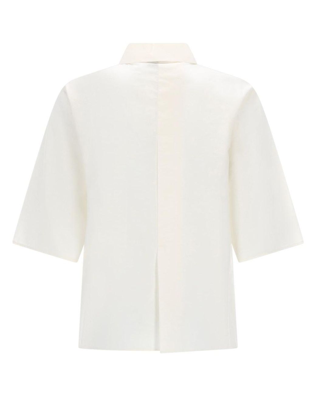 Alysi White Alysi Cropped Silk Shirt