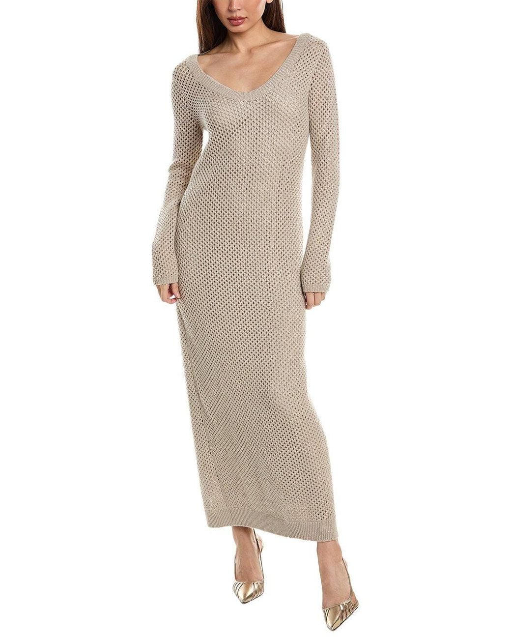 Brunello Cucinelli Natural Open Knit Dress