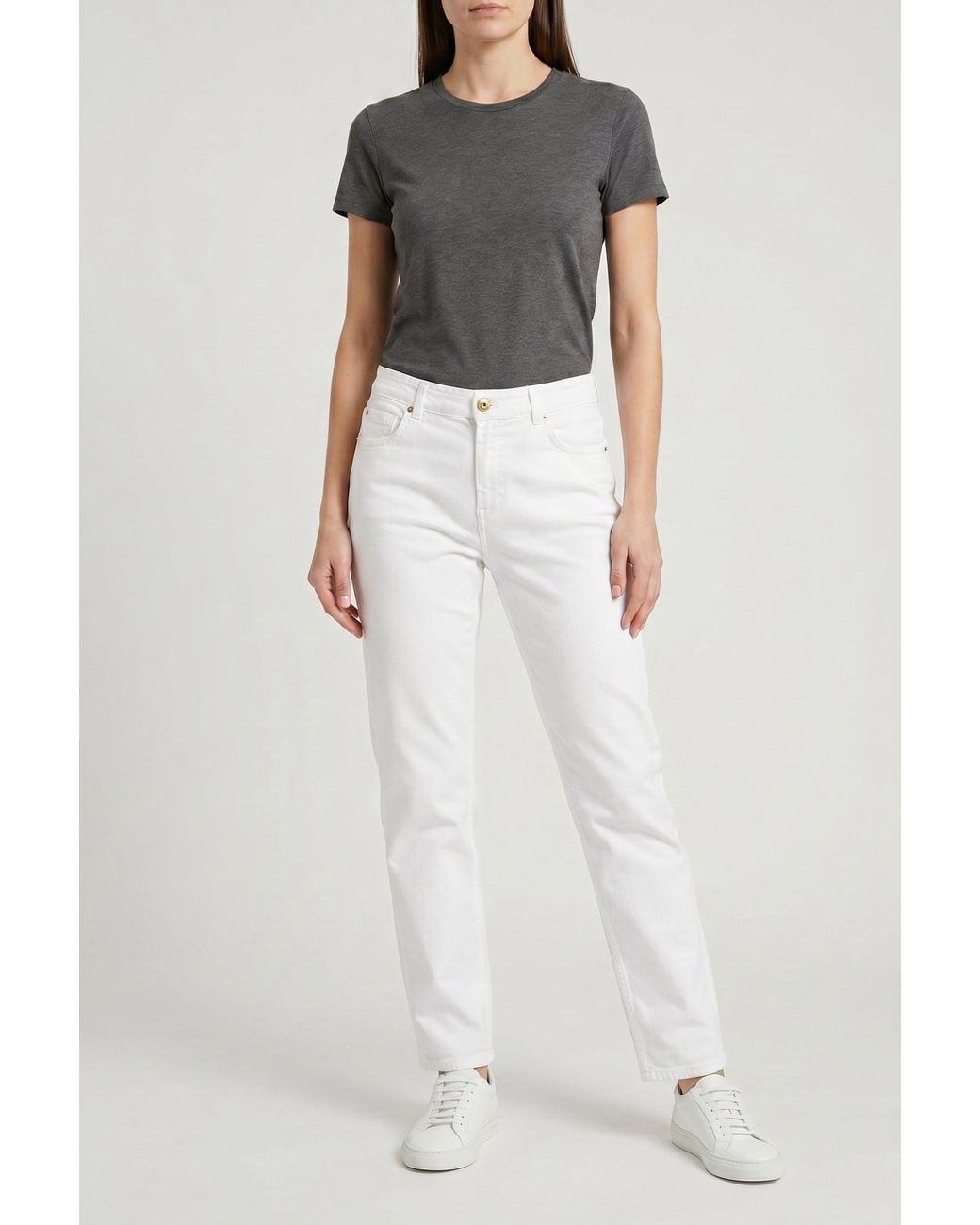 Brunello Cucinelli White Straight Leg Trousers