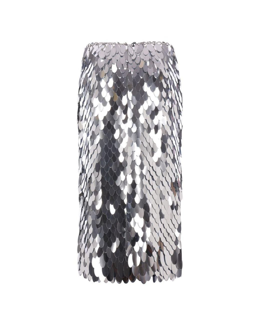 Rabanne White Unlined-Colored Oval Plastic Discs Midi Skirt