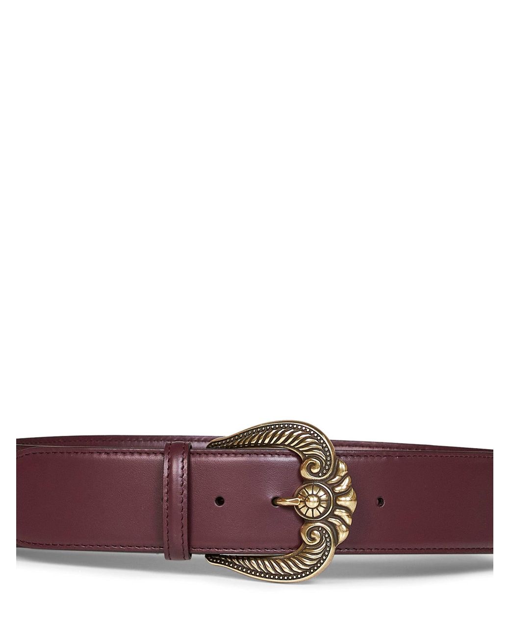 Etro Red Burgundy Leather Belt With Paisley Buckle