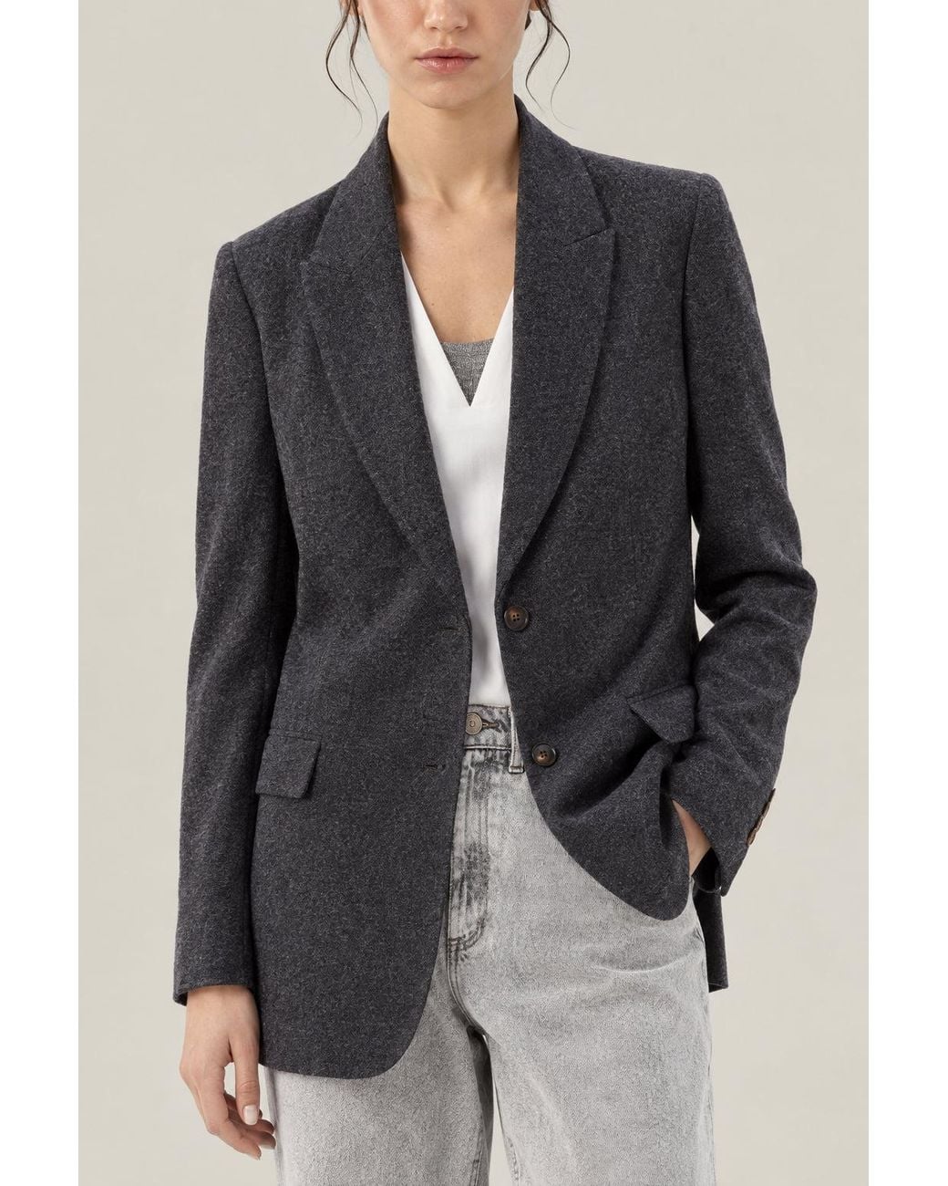 Brunello Cucinelli Gray Anthracite Wool Blazer Clothing