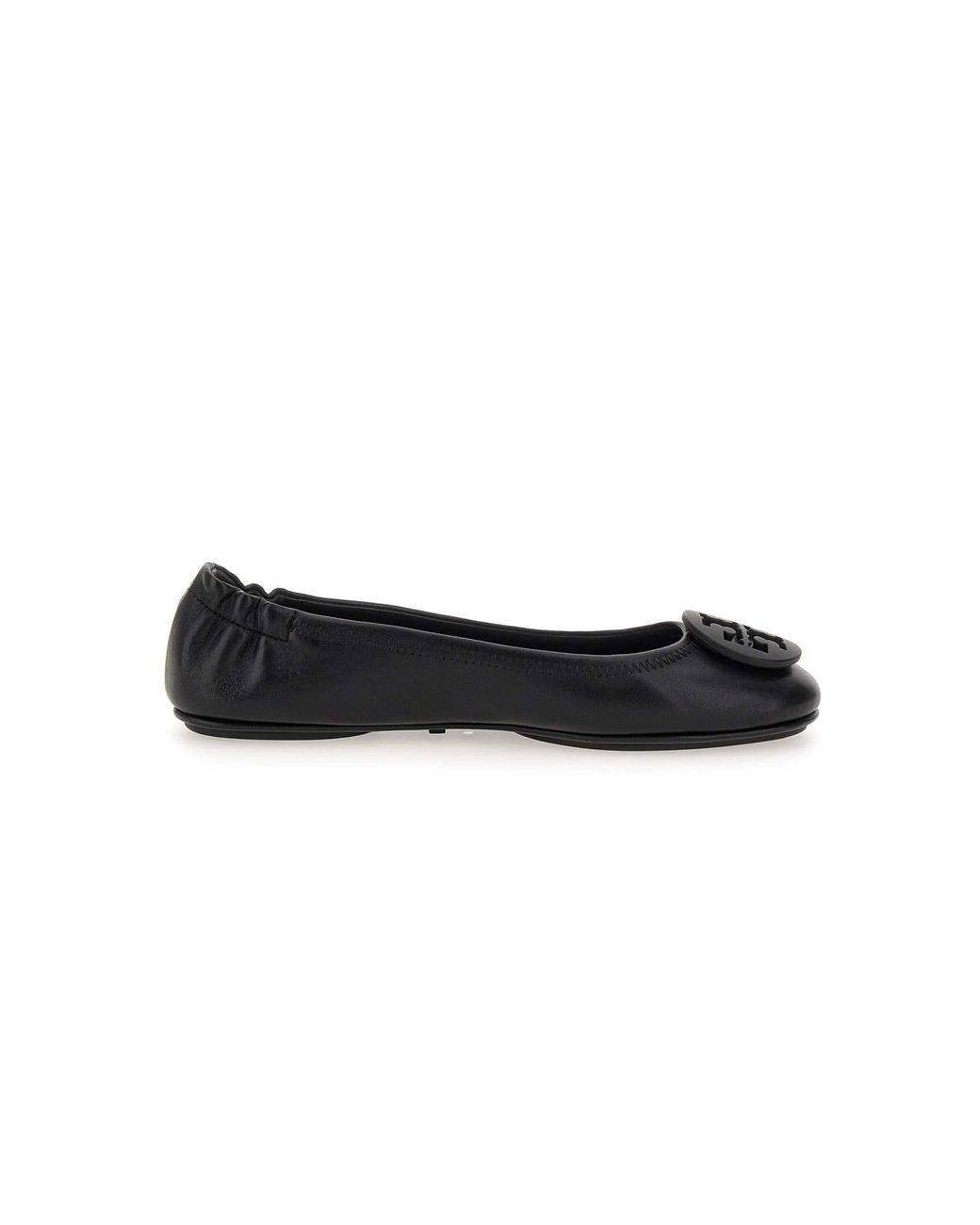 Tory Burch Minnie Travel Ballet Flats Leather in Black | Lyst