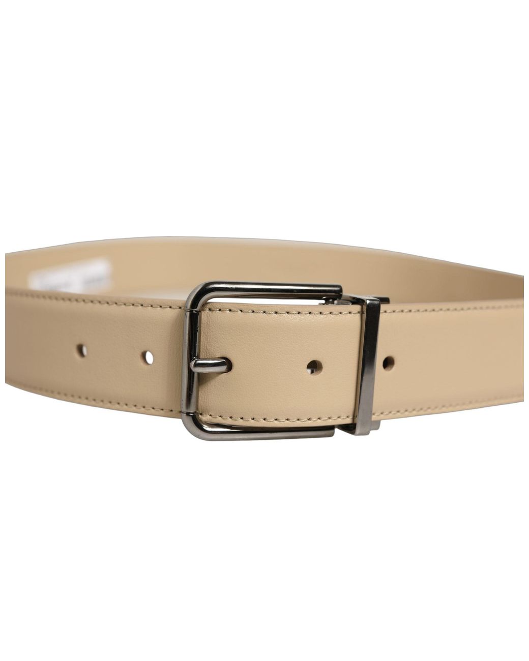 Dolce & Gabbana Brown Leather Tone Metal Buckle Belt for men