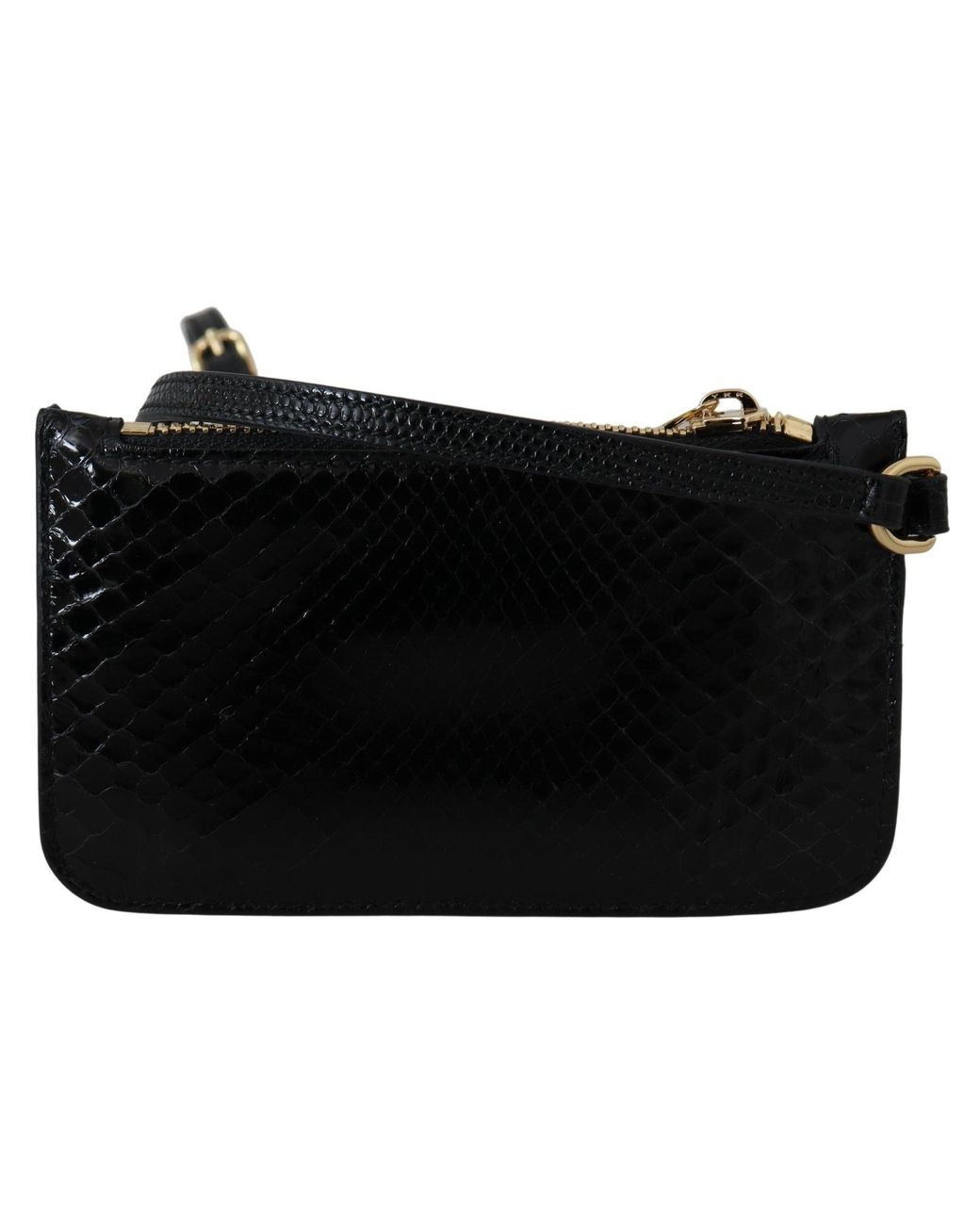 Dolce & Gabbana Black Leather Coin Purse Wristlet Mirror Agnese Wallet