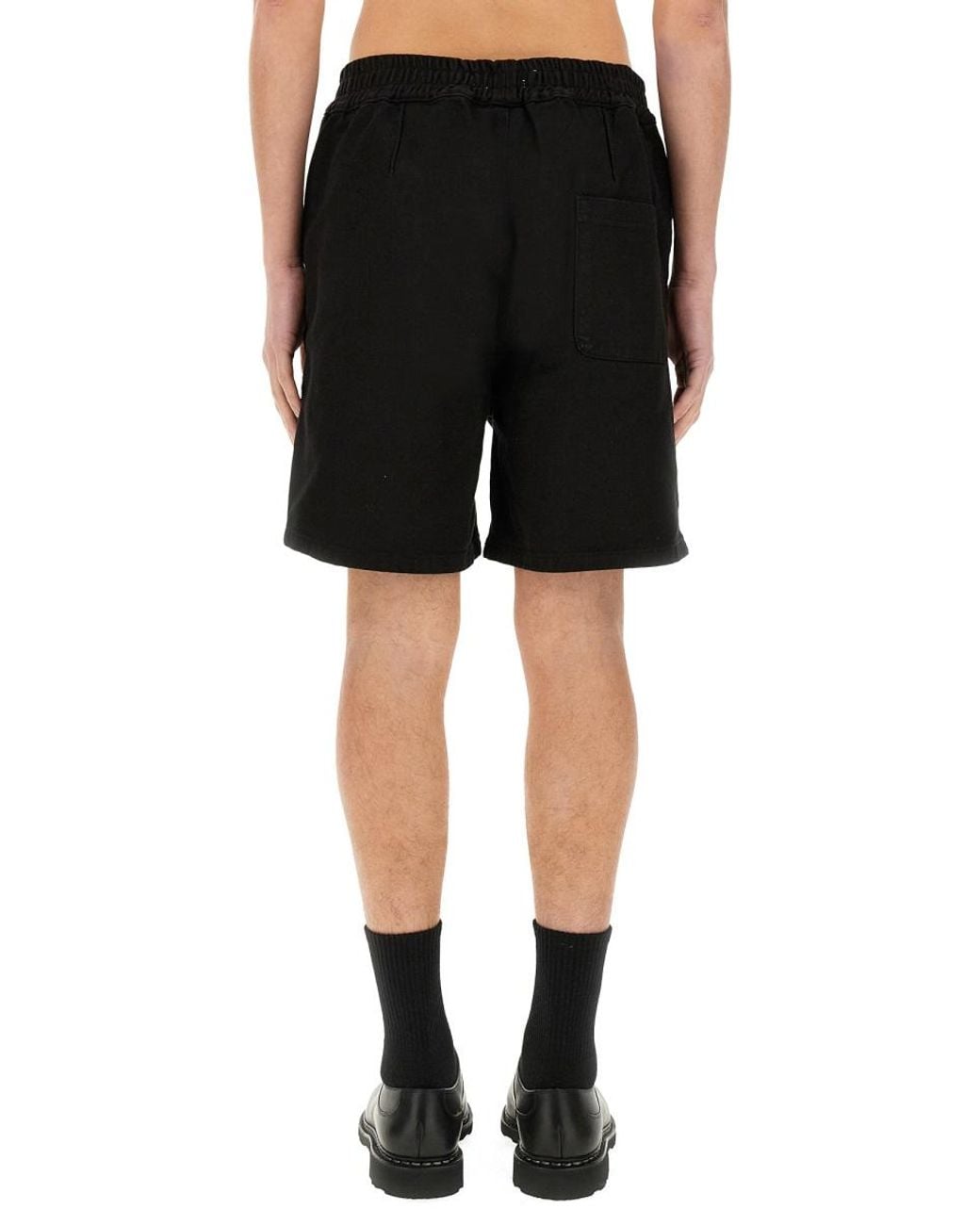 3.PARADIS Black Twill Shorts Cotton for men