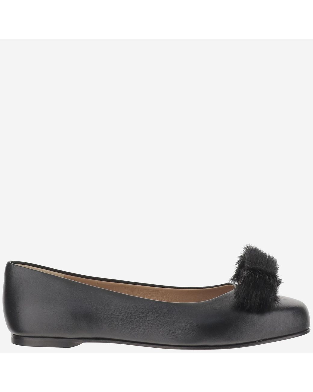 Ferragamo Black Ballet Flats Leather Ballerina Shoes