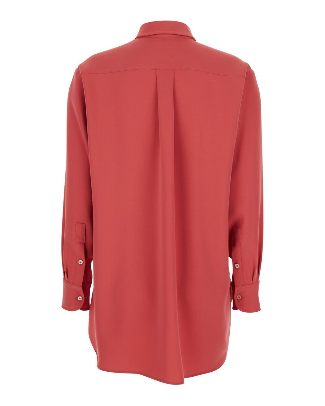 Le Plain Red Shirt With Classic Collar And Button Closure