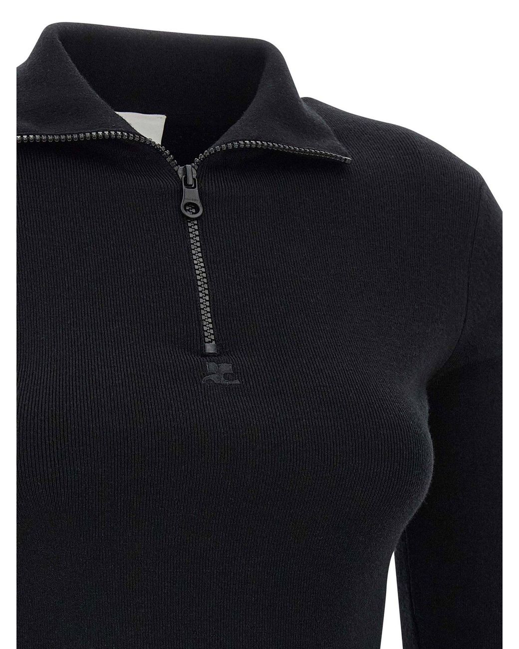 Courreges Blue Wool Knit Polo Dress