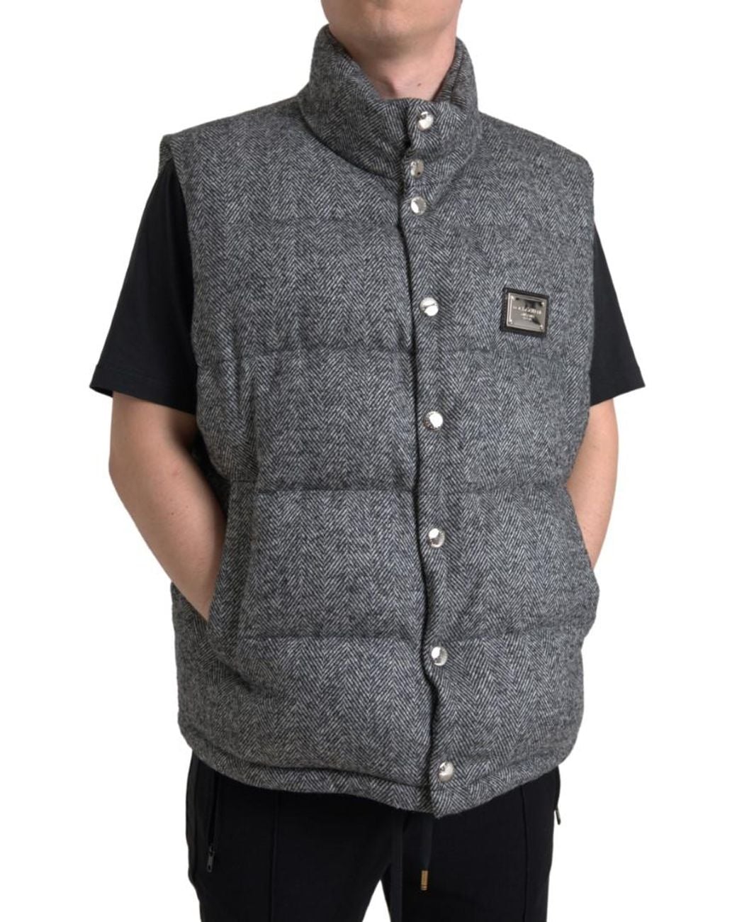 Dolce & Gabbana Black Elegant Chevron Knit Wool Blend Vest Jacket Clothing for men