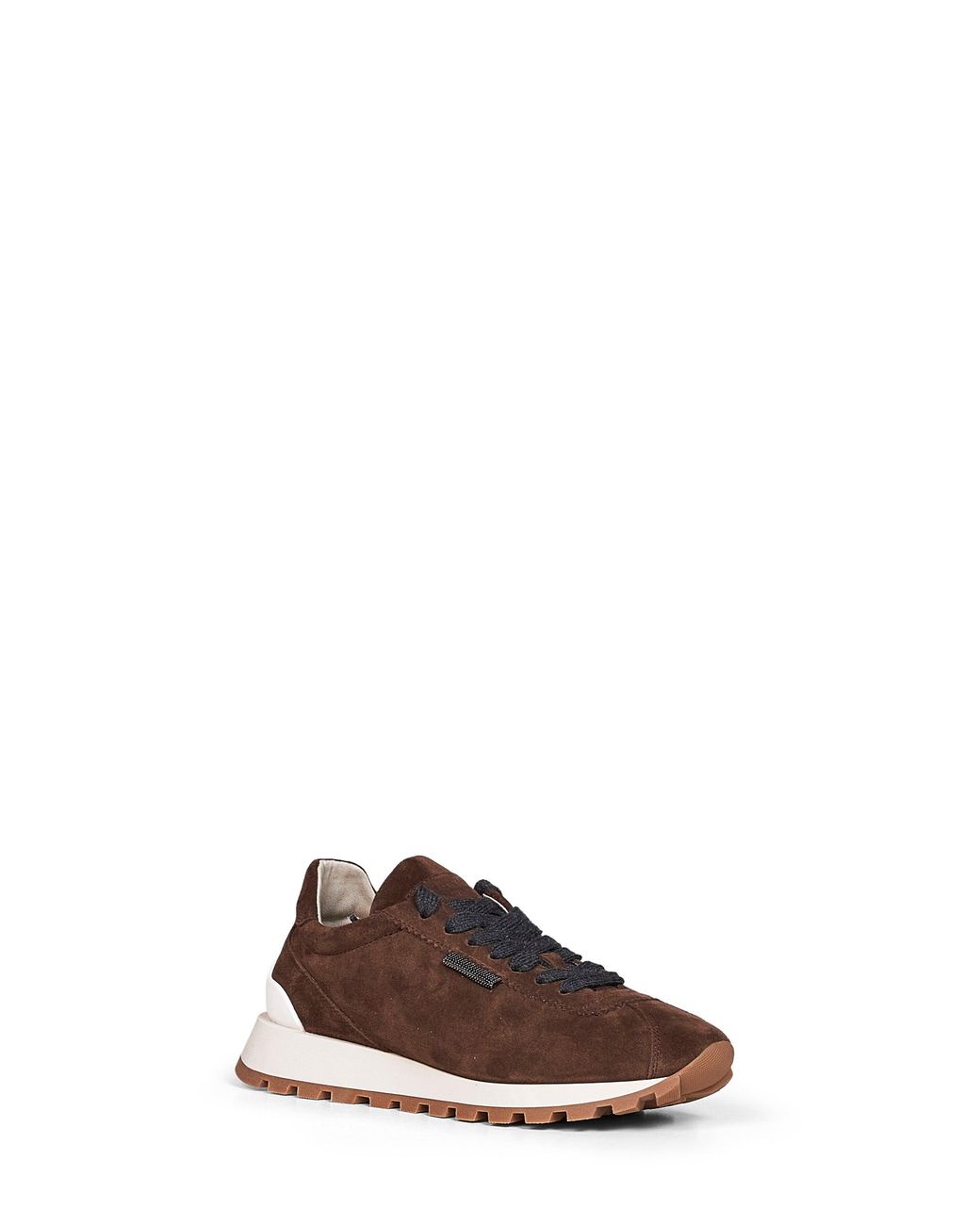 Brunello Cucinelli Brown Espresso Suede Runners With Shiny Tab