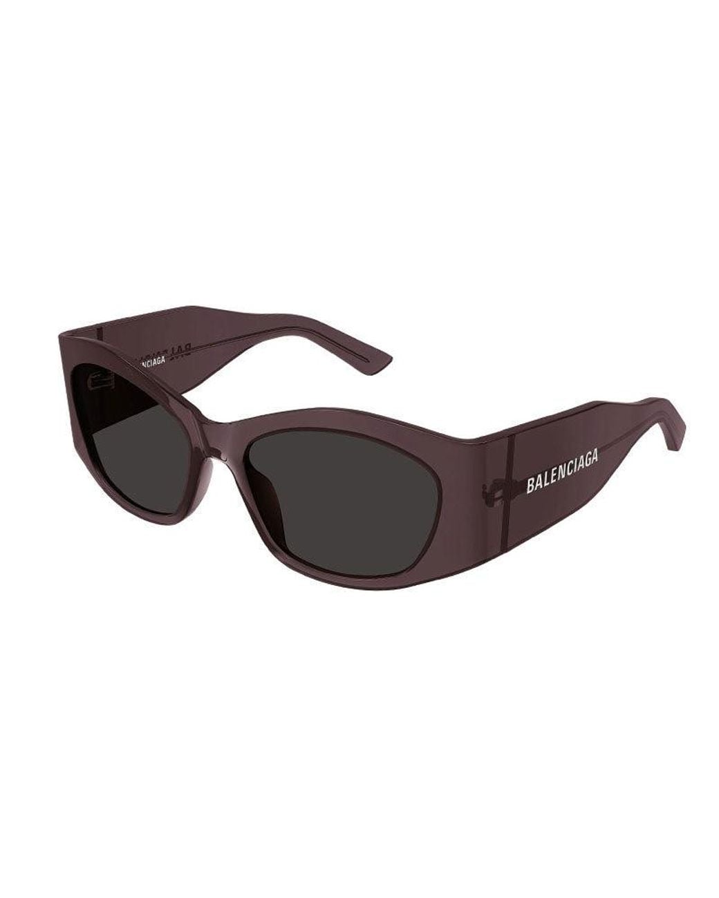 Balenciaga Brown Sunglasses Cat Eye Full Rim, Transparent Dark Muave Frame And Lens Bb0329S004