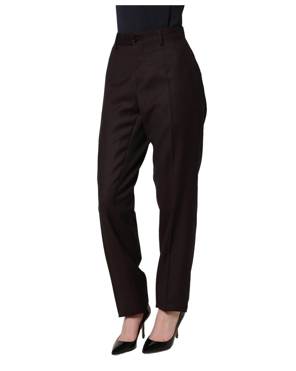 Dolce & Gabbana Black Straight Leg Dress Silk Trousers Pants