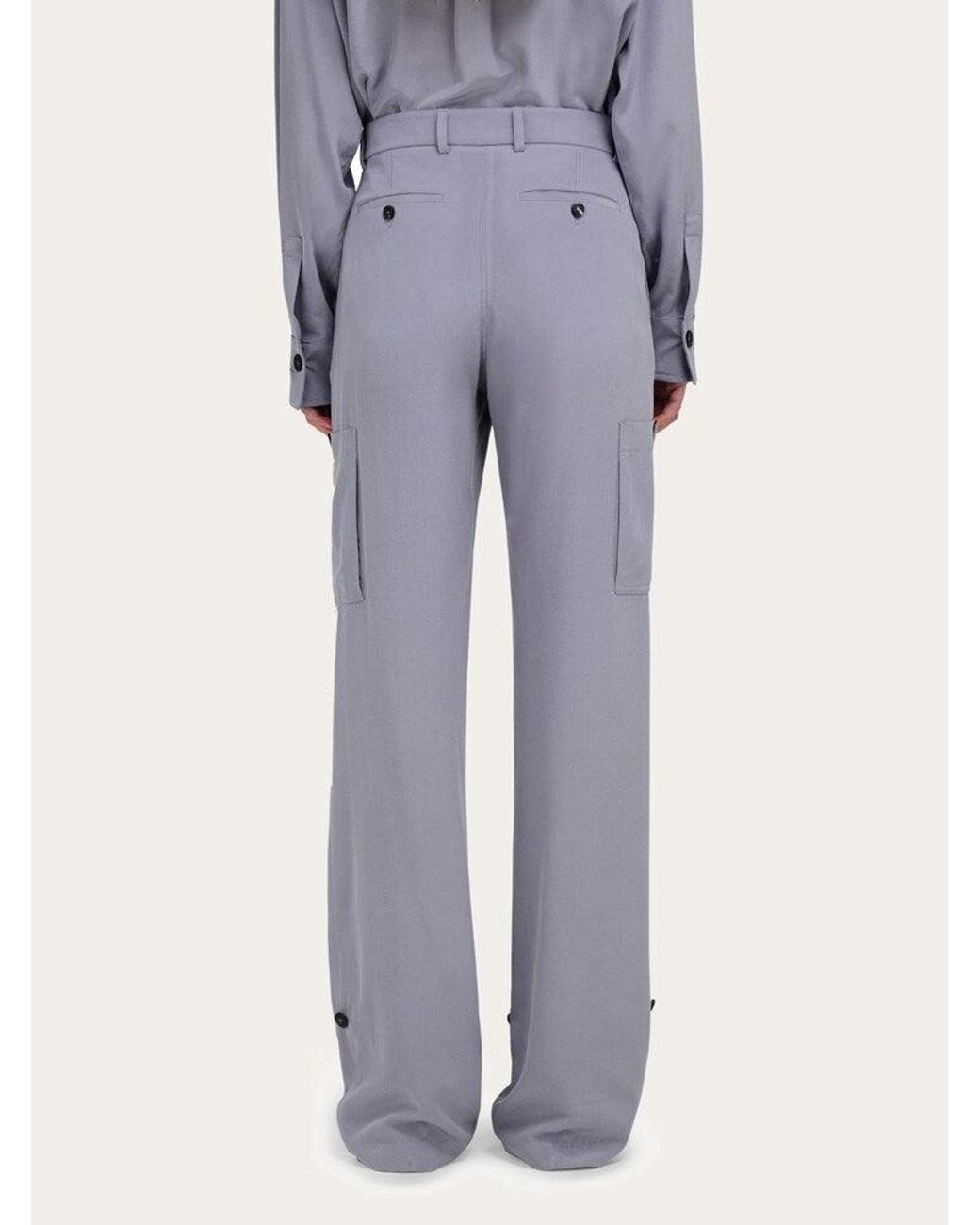 Ferragamo Gray Light Silk Trousers