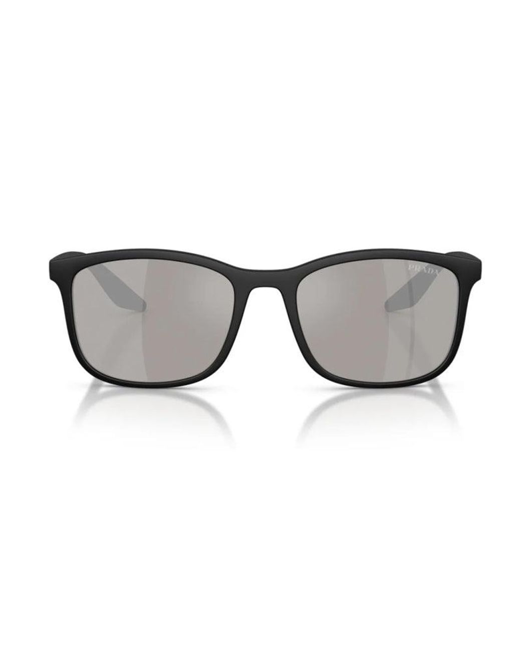 Prada Sport Black Sunglasses Square Full Rim, Matte Frame And Light Mirror Lens Psa08S1Bo2B0 for men