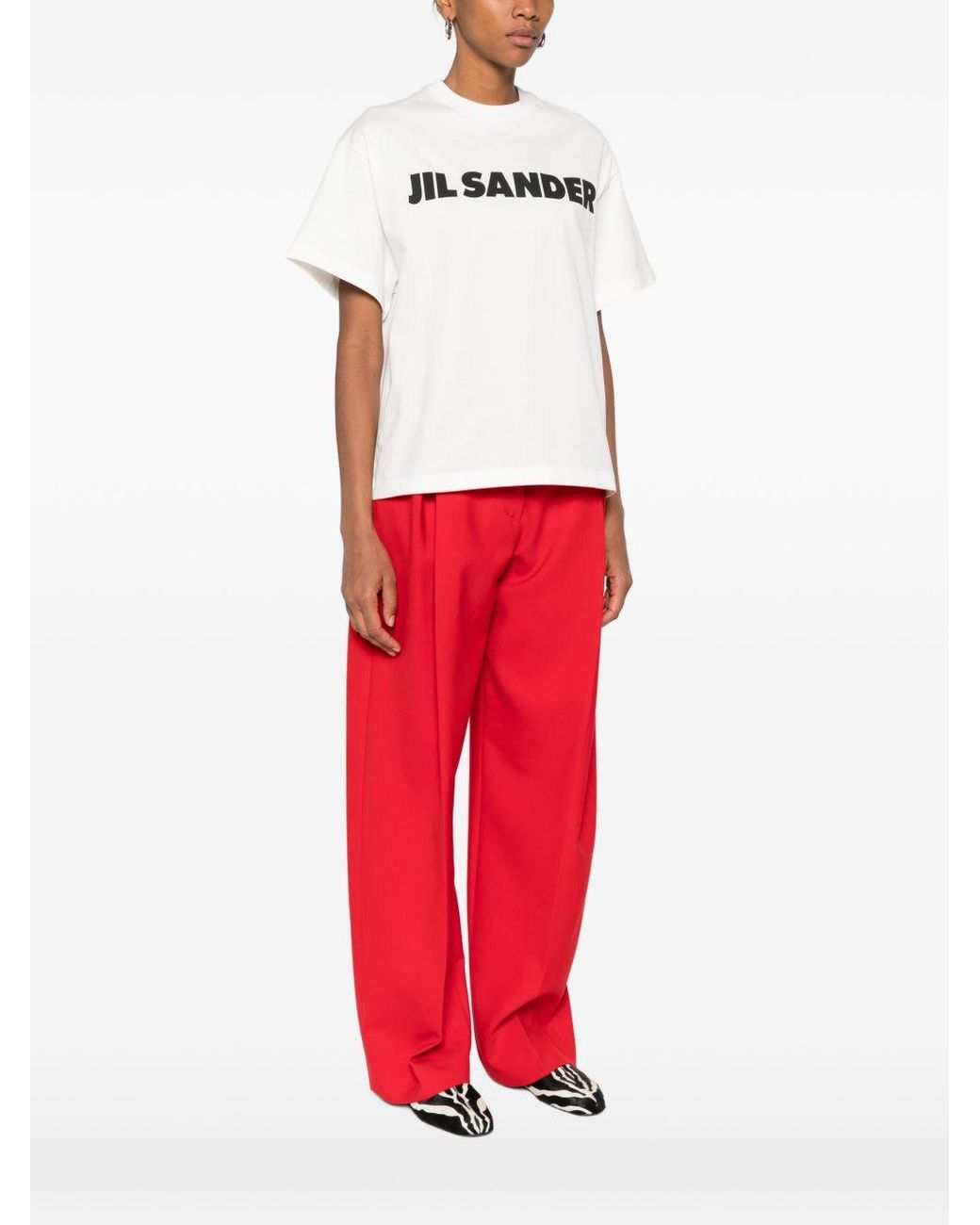 Jil Sander White Logo Cotton T-Shirt