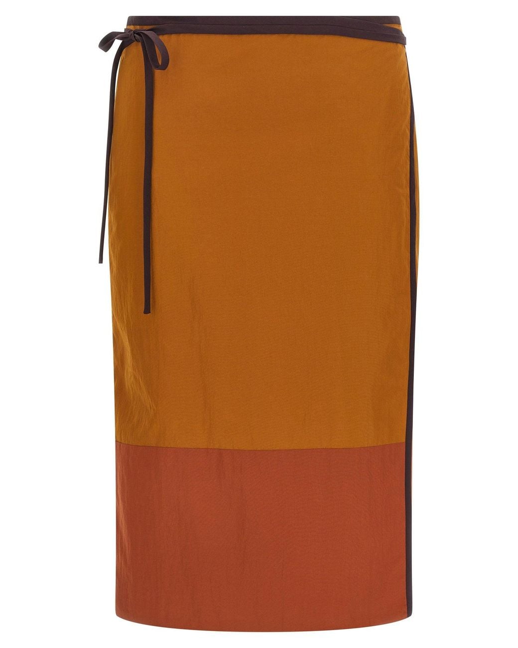 Saint Laurent Orange Color-Block Nylon Skirt