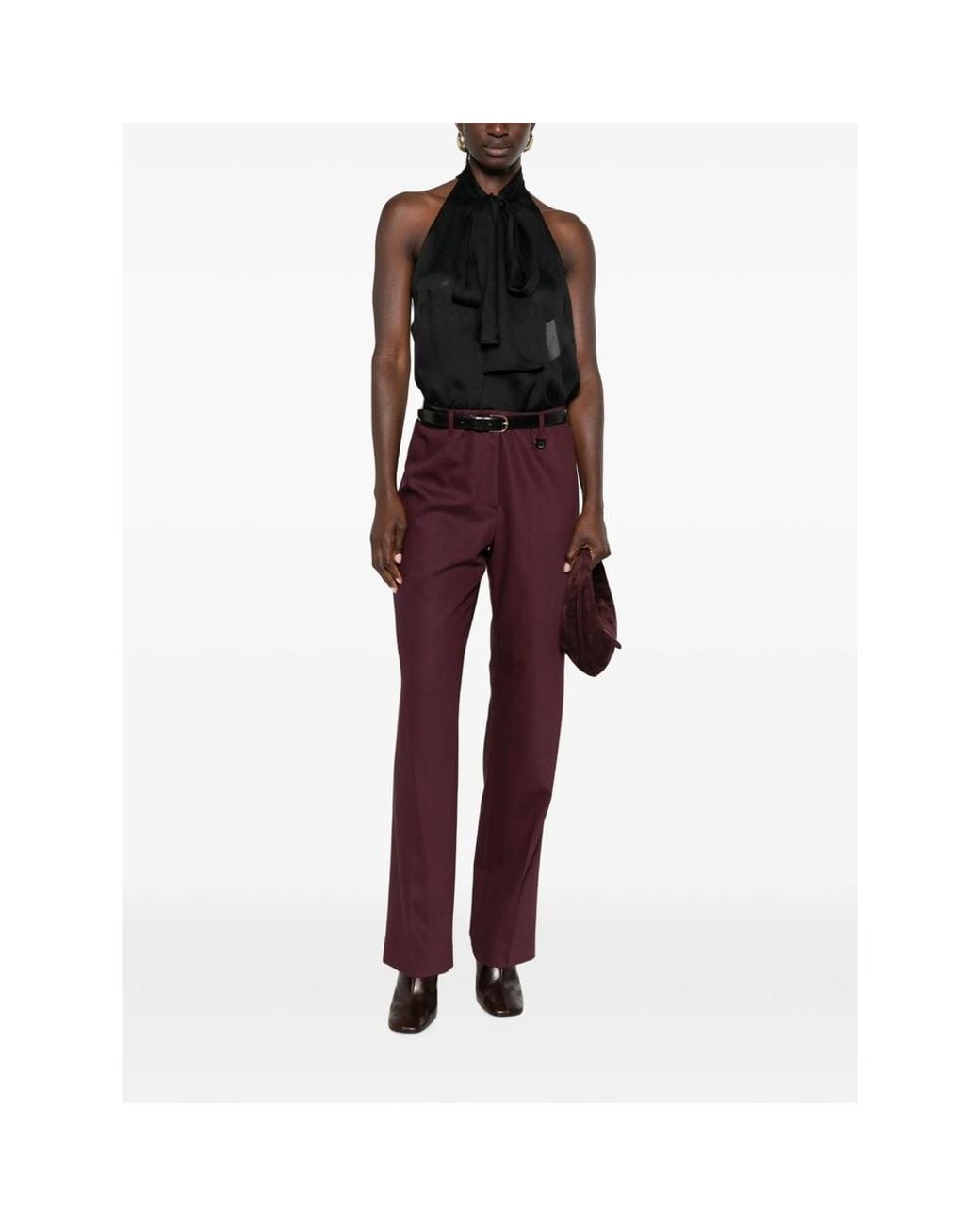 Burberry Purple Straight Trousers Wallis Wool