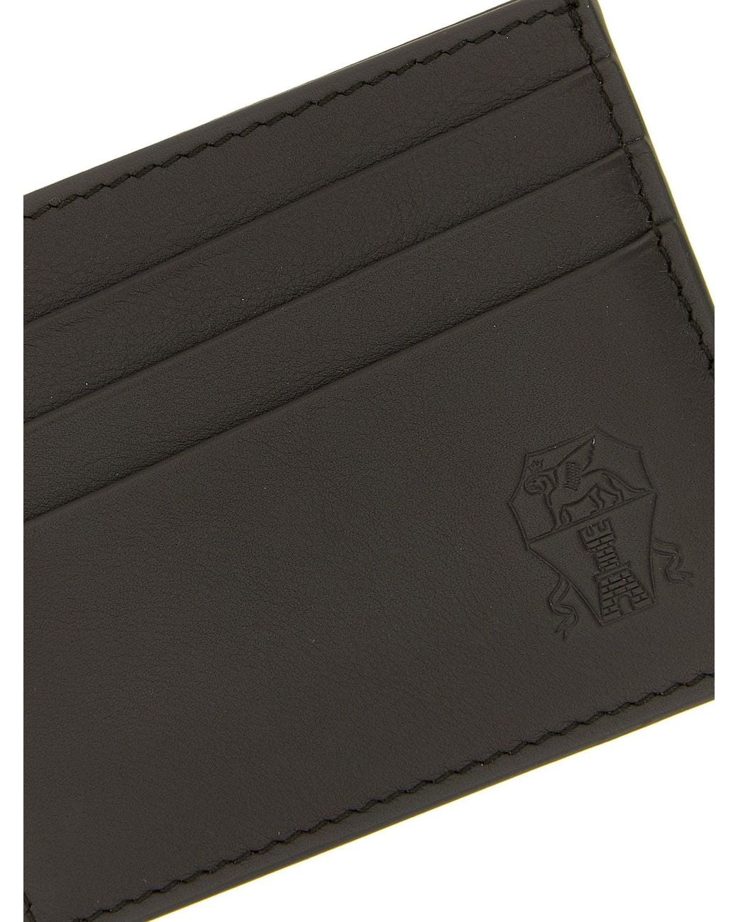 Brunello Cucinelli Black Embossed Logo Leather Card Case for men