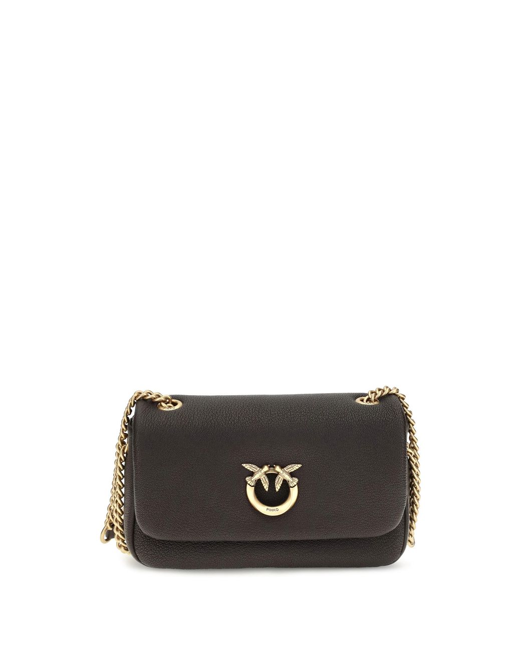 Pinko Gray Shoulder Bag Click Soft Horizontal Chain Mn. Marasca/Antique Calf Leather