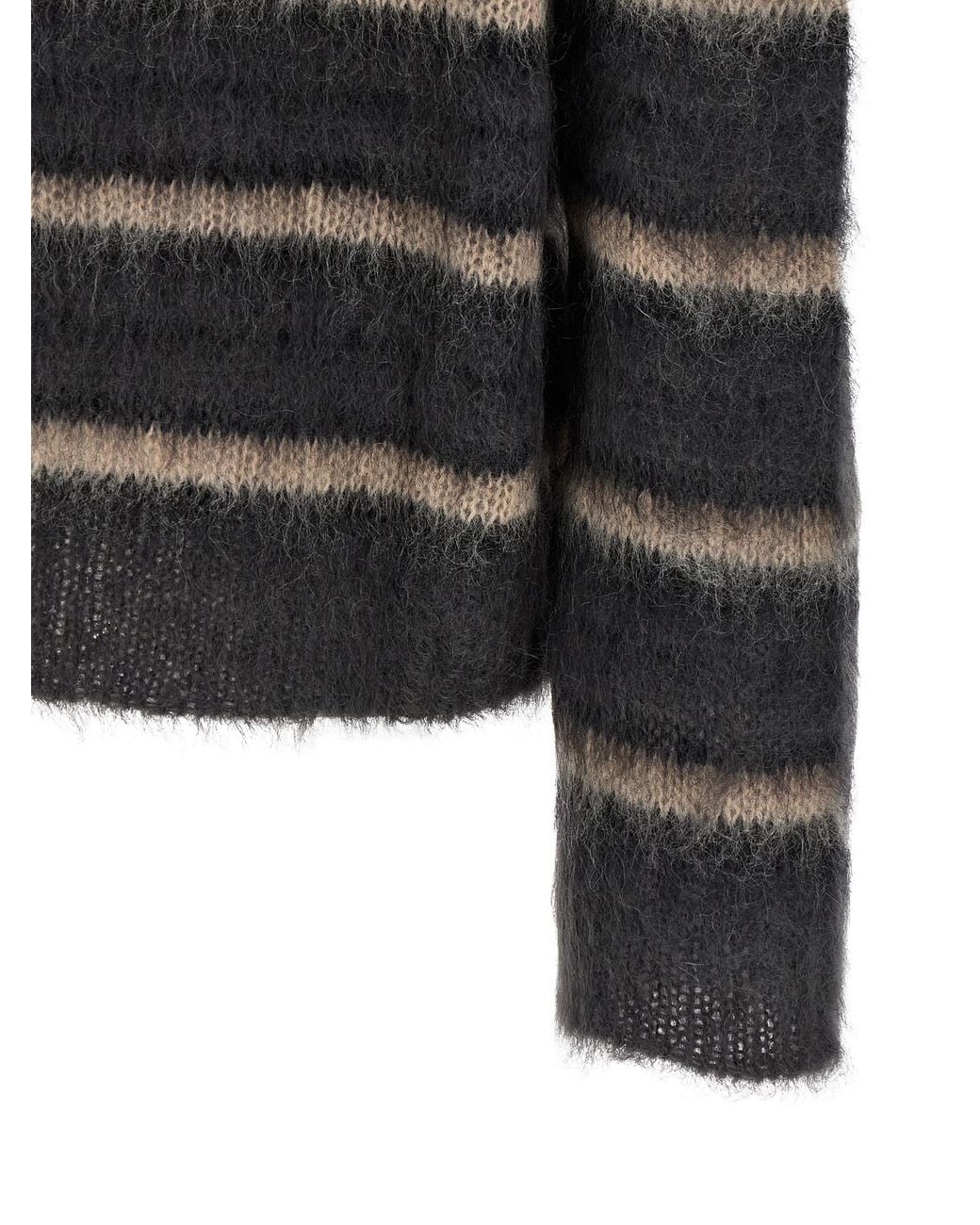 Marni Black Brushed Mohair Sweater With Gauze Stripe Pattern for men