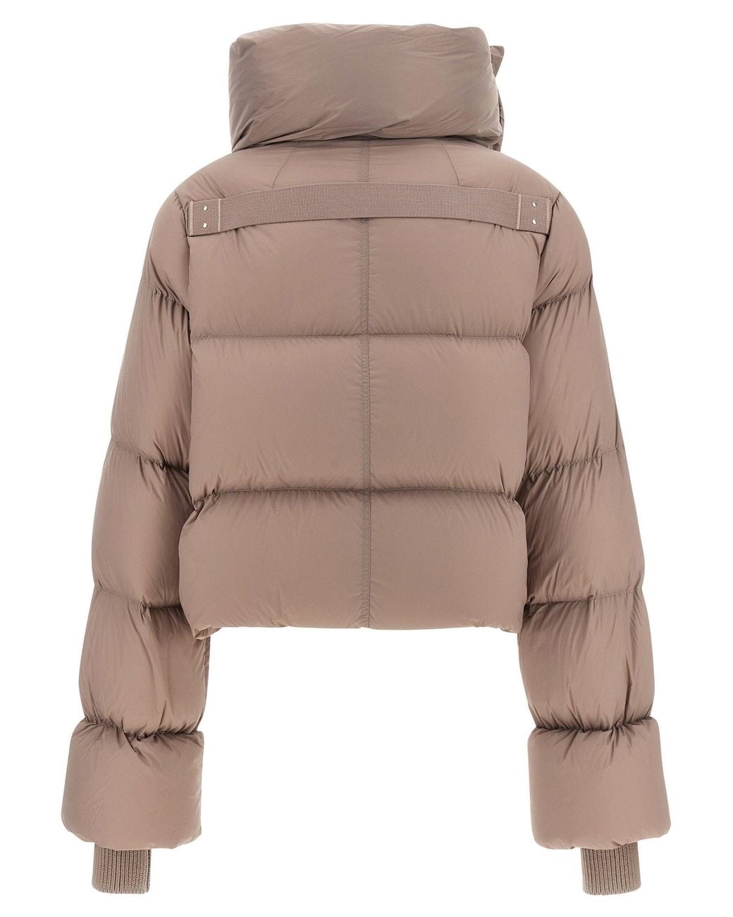 Rick Owens Natural Funnel Neck Cropped Down Jacket