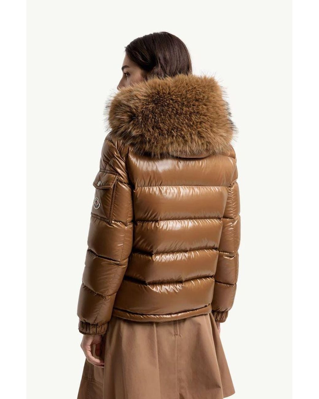 Moncler Brown Moncler Fur-Trimmed Quilted Down Jacket