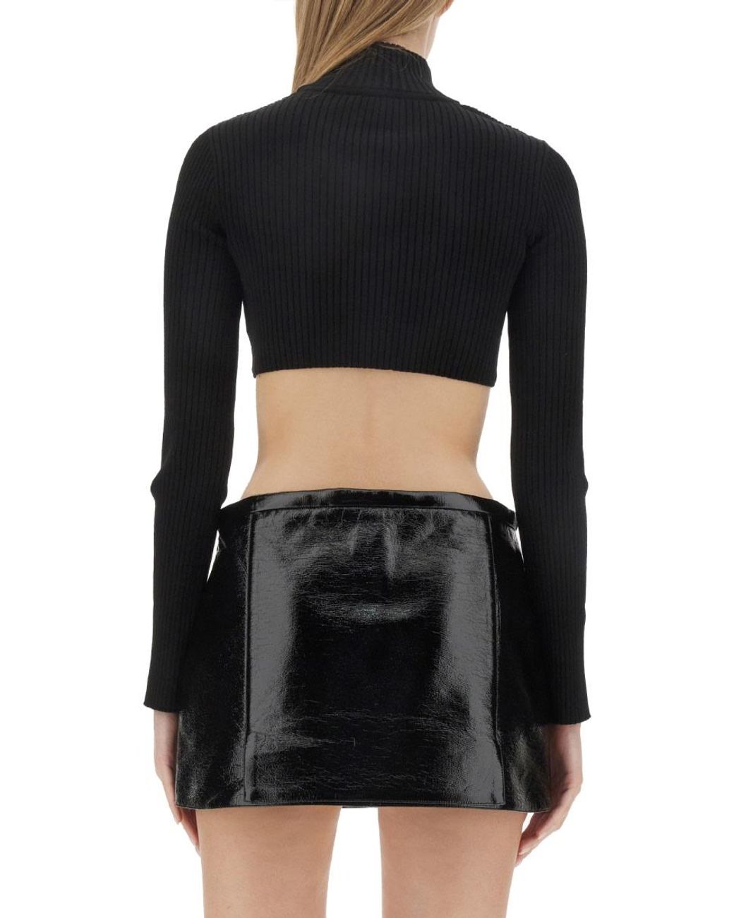 Courreges Black Ribbed Cropped Shirt
