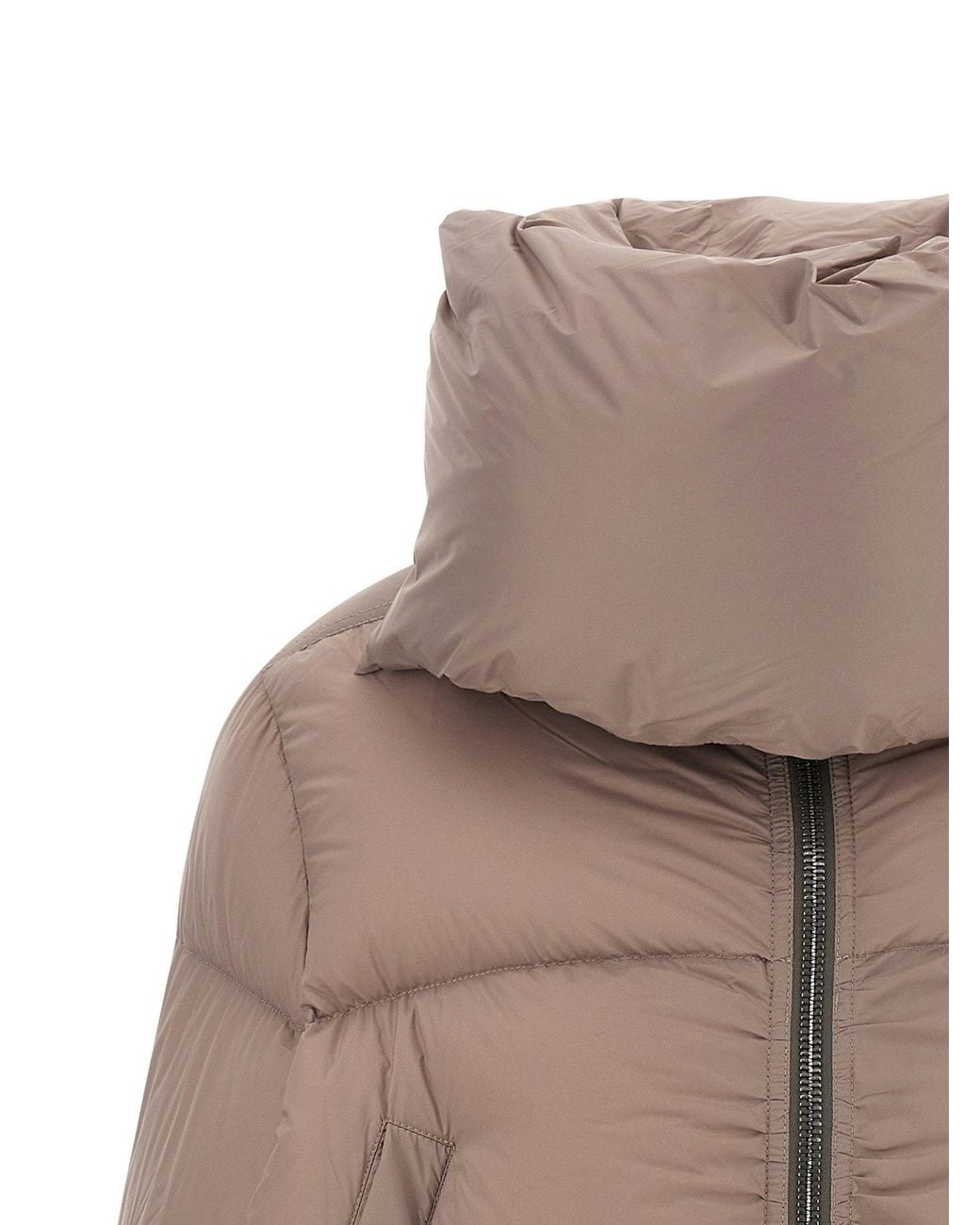 Rick Owens Natural Funnel Neck Cropped Down Jacket