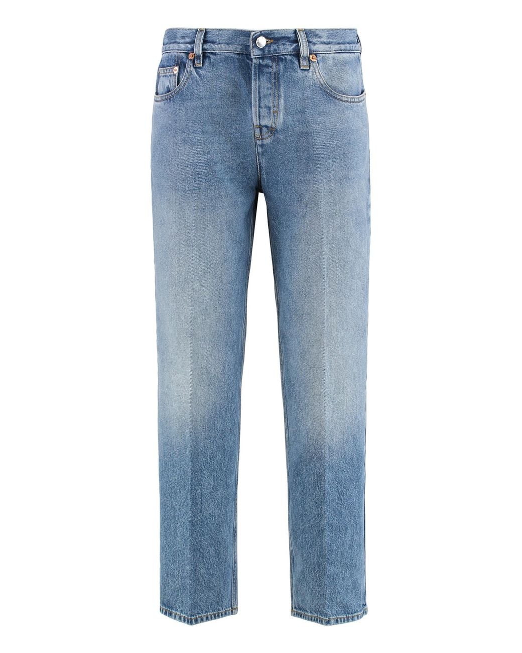 Gucci Blue 5-Pocket Straight-Leg Jeans Cotton