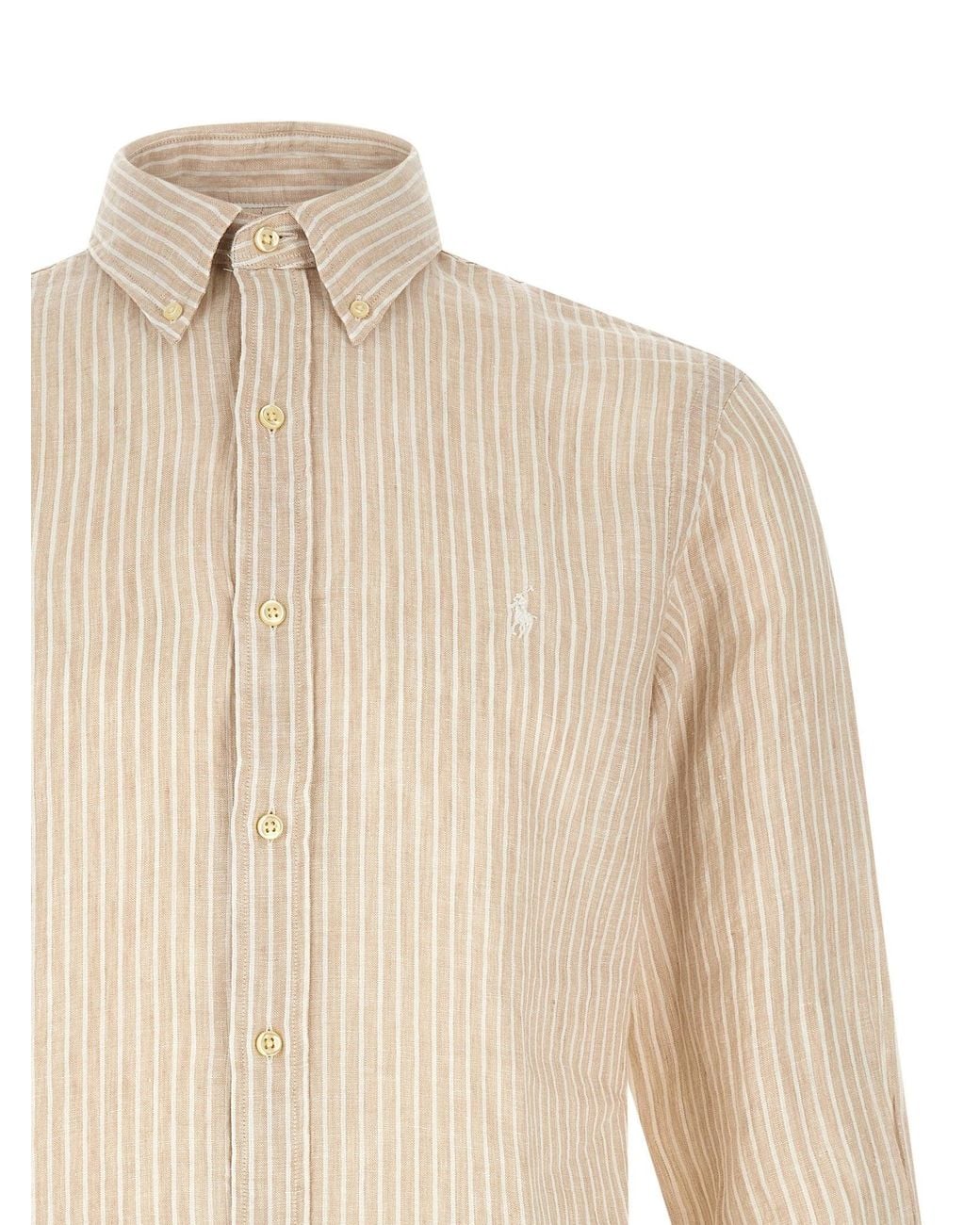 Polo Ralph Lauren White Striped Linen Shirt for men