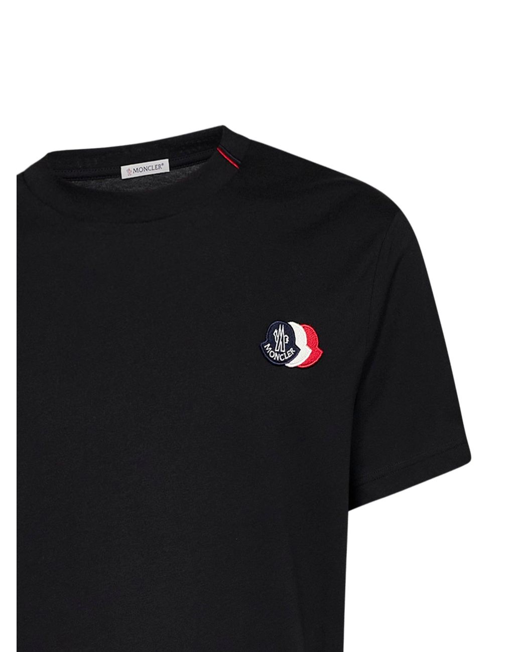 Moncler Black Cotton Jersey Logo T-Shirt for men