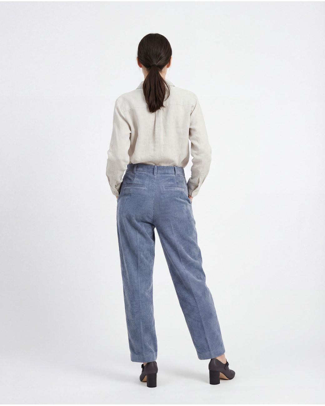 Brunello Cucinelli Blue Pleated Corduroy Trousers