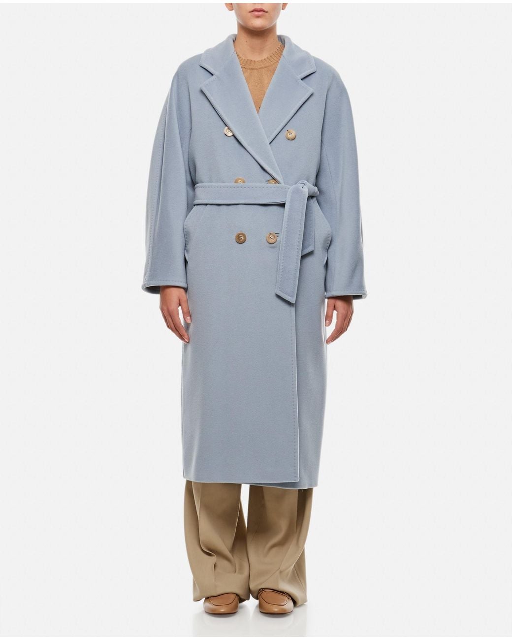 Max Mara Women Dark Blue Wool Blend Laveno Coat