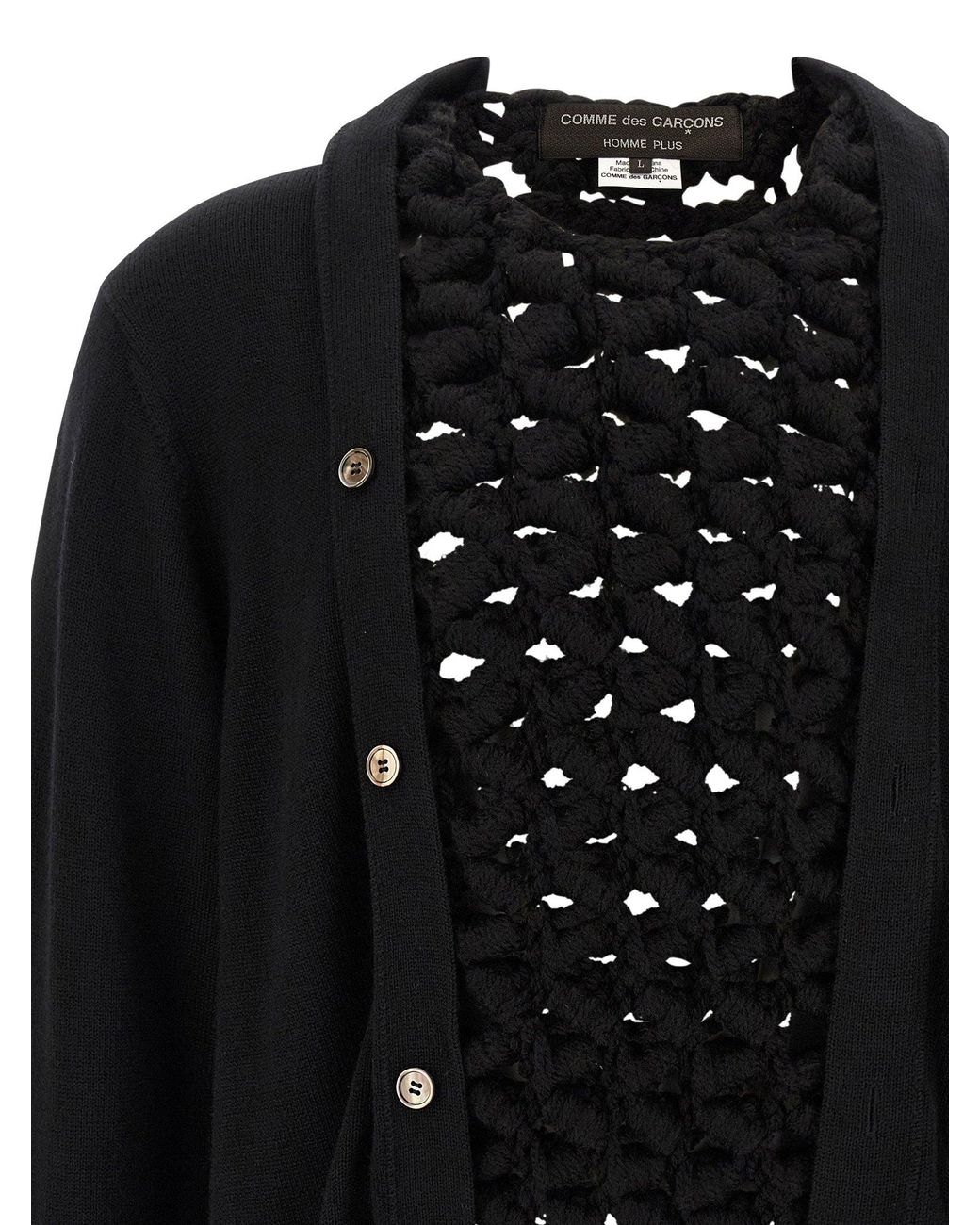 Comme des Garçons Black Macramé-Textured Wool Cardigan for men